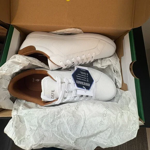 Lacoste White and Tan Sneaker - Picture 2 of 6